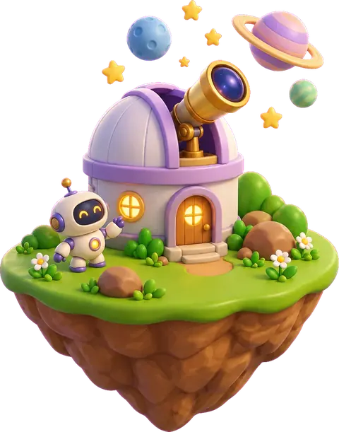 Discovery Island: An observatory with a telescope on a floating island (Sweet Sky)