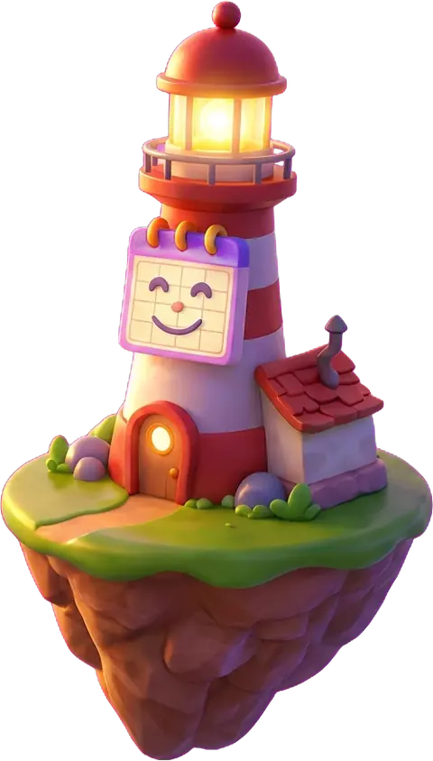 The quiet corner: A smiling lighthouse on a floating island (Sweet Sky)