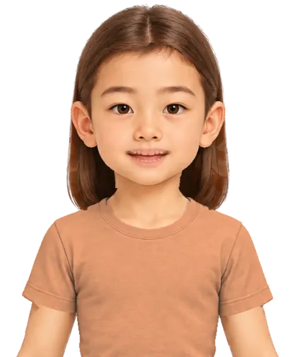 A painted child portrait. Turning the world ring changes the face between faces from around the world